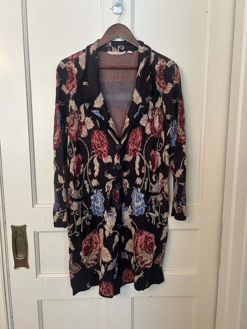 Soft Surroundings Floral Button Collared Longer Cardigan Womens Size Medium